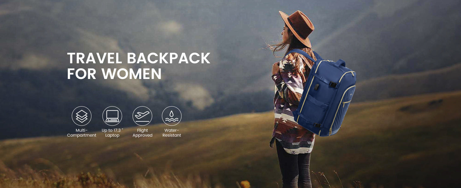 LOVEVOOK Large Travel Backpack for Women, Carry on Backpack Flight Approved with Shoe Bag, Personal Item Backpack Travel Bag with 2 Storage Containers, TSA Fit 17inch Laptop Luggage with USB Port